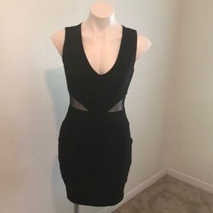 Black Mini Dress Sleeveless Sheer Cut Outs Size S